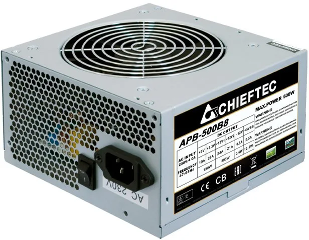 БЖ 500W Chieftec VALUE APB-500B8, 120 mm, 80+ White, Bulk